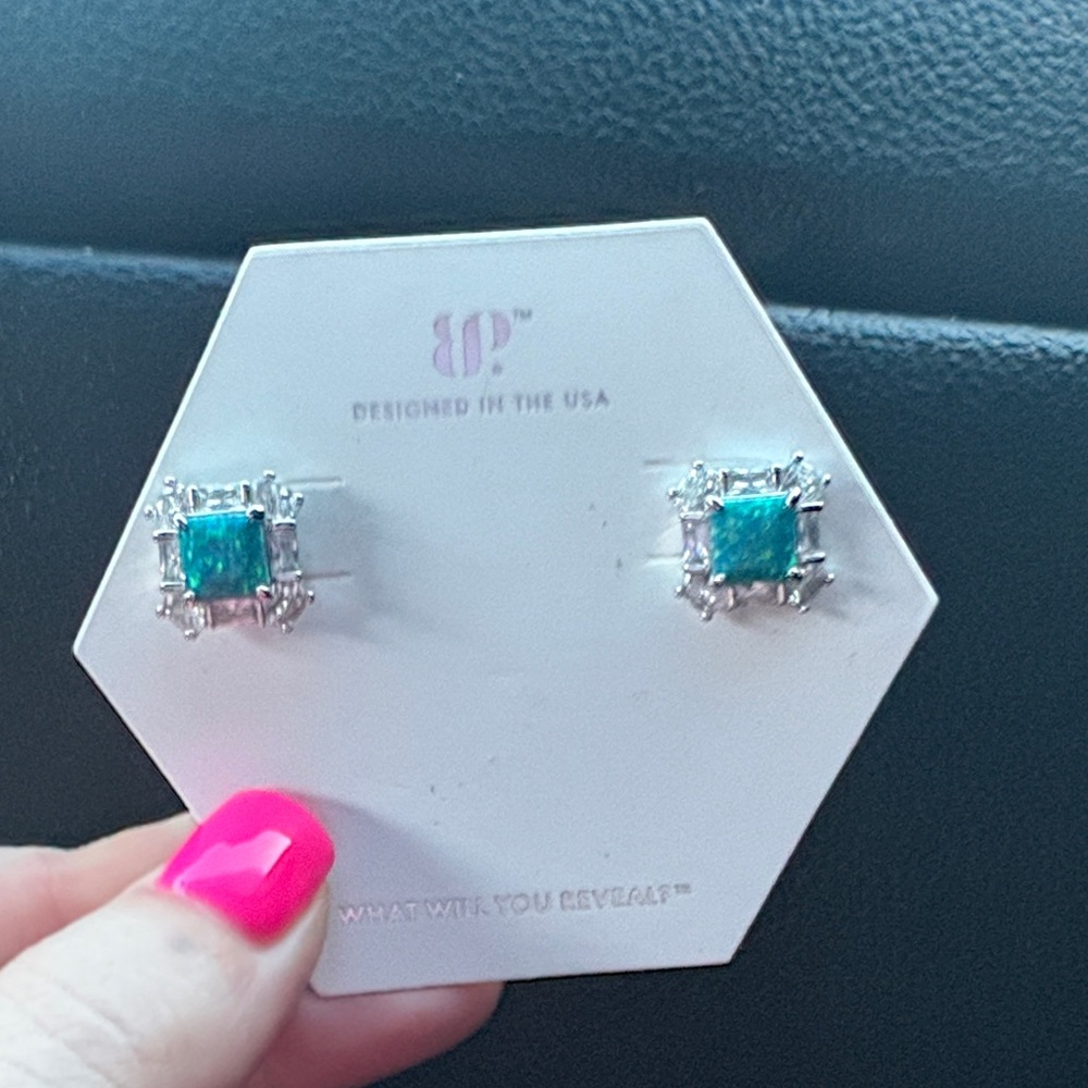 Elegant Silver and Green Earrings